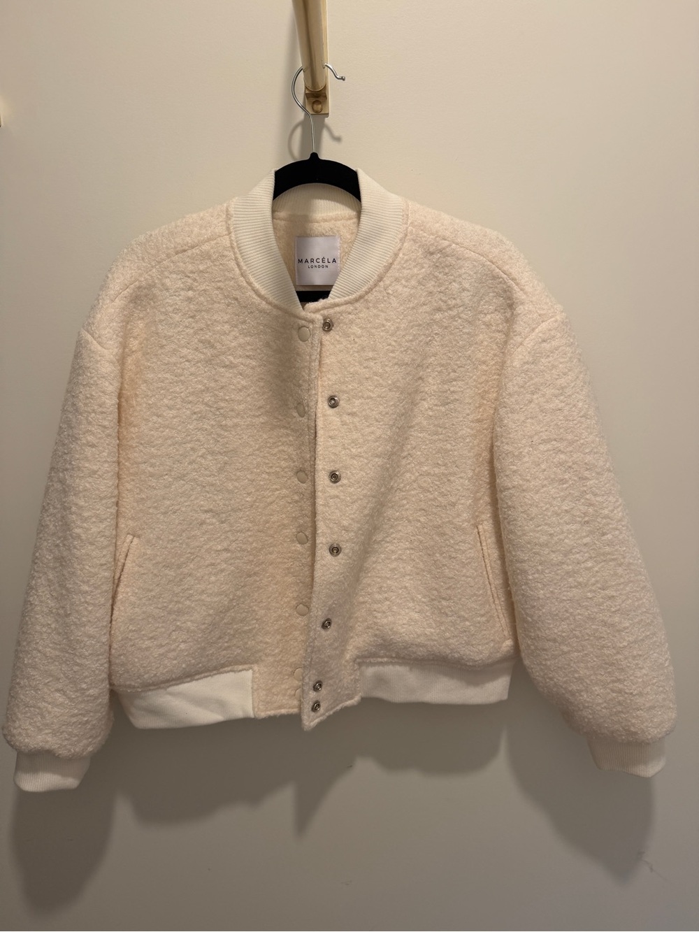 Marcela London Cream Boucle Bomber Jacket